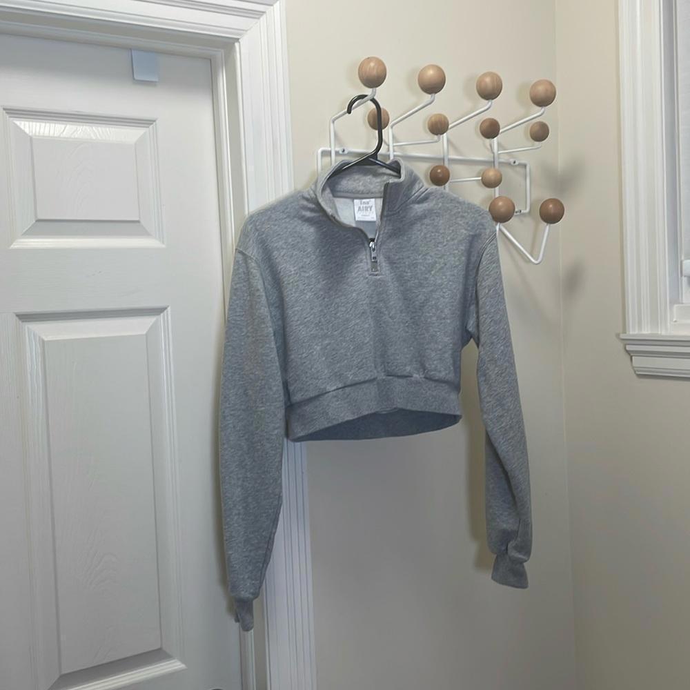 Aritzia - TNA Airy Fleece Cropped Quater Zip Pullover - Grey - 2XS